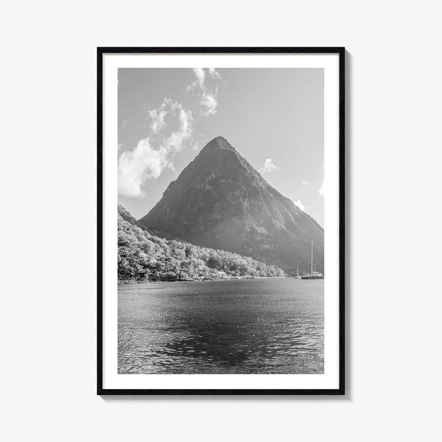 St Lucia Black and White Fine Art Photo Print, Gros Piton Poster