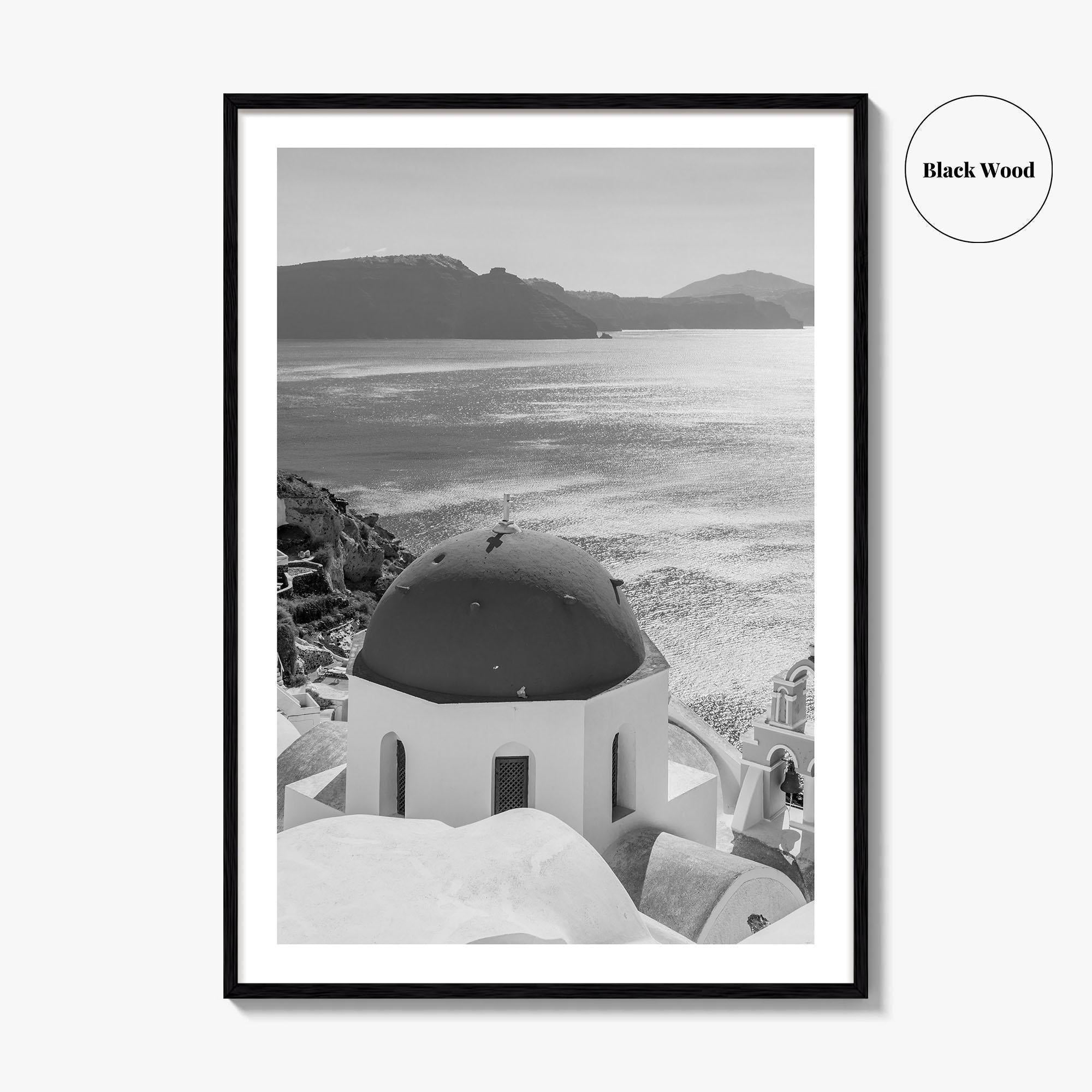 Santorini Greece Black and White Fine Art Photo Print, Cyclades Greek Islands Wall Poster