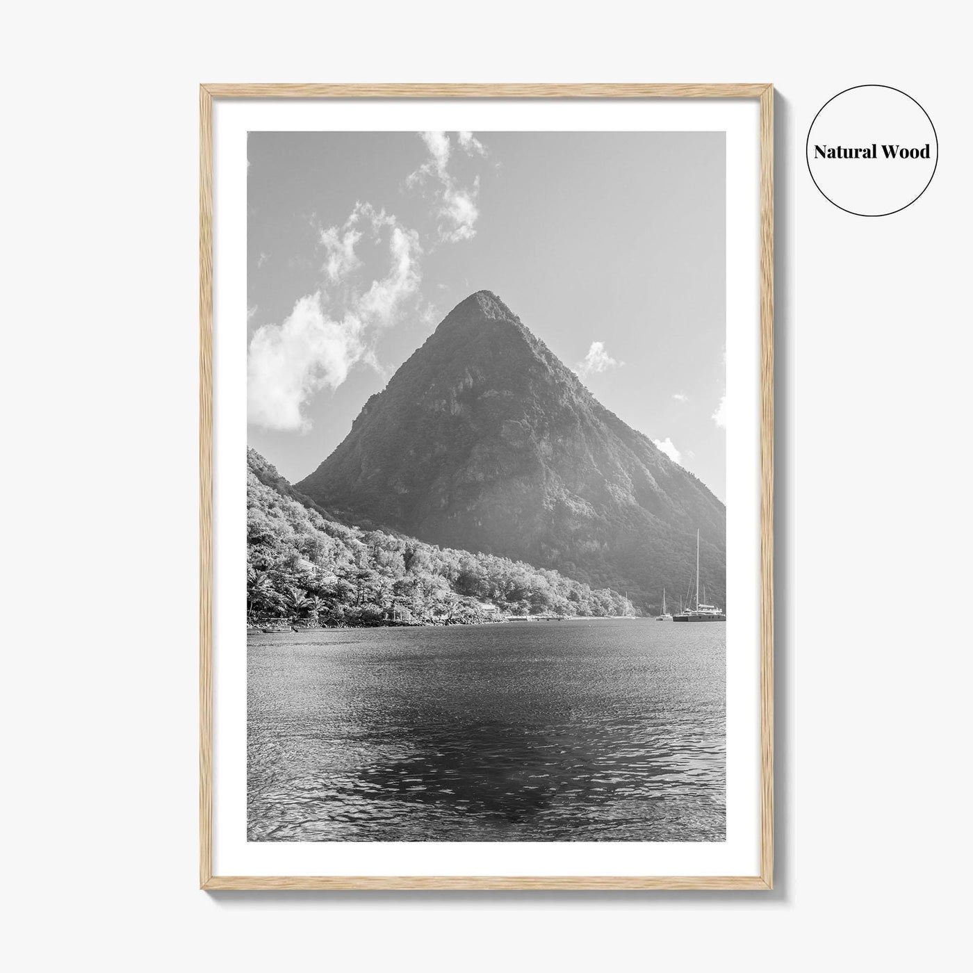St Lucia Black and White Fine Art Photo Print, Gros Piton Poster