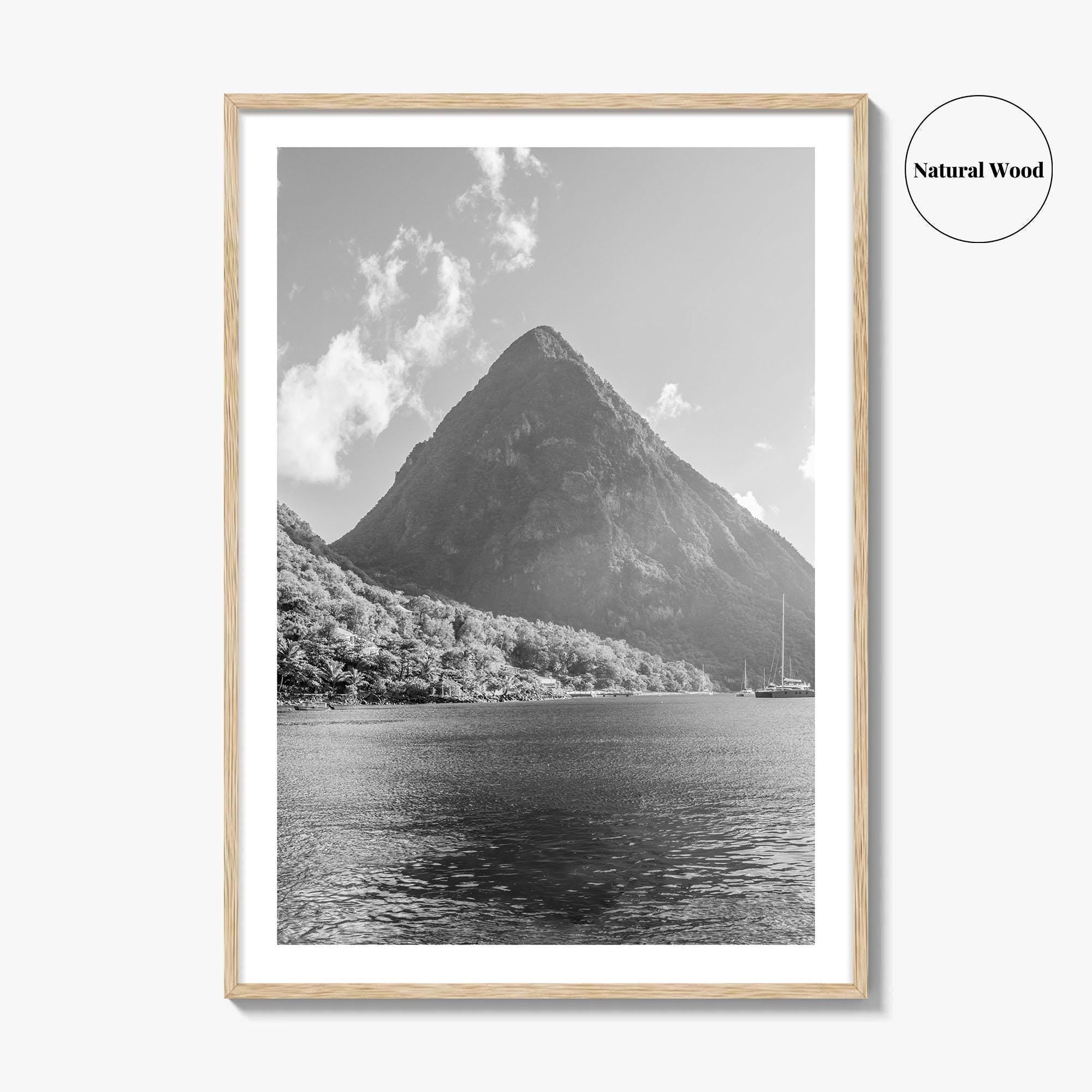 St Lucia Black and White Fine Art Photo Print, Gros Piton Poster