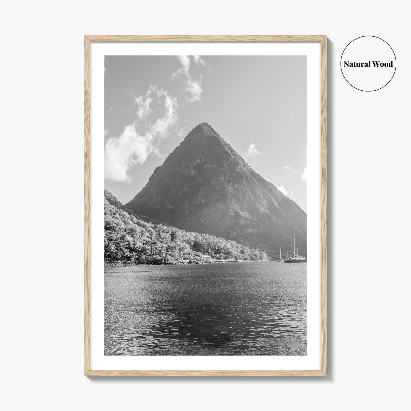 St Lucia Black and White Fine Art Photo Print, Gros Piton Poster