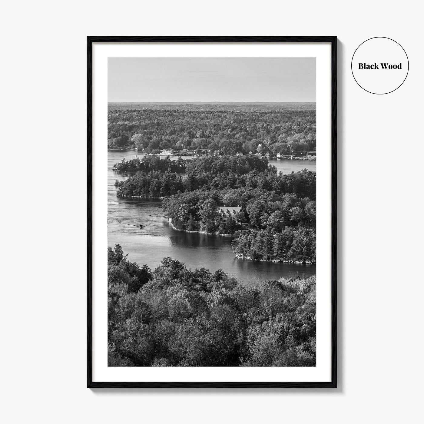 Thousand Islands Black and White Fine Art Photo Print, St Lawrence River Ontario Canada