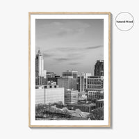 Raleigh Skyline Black and White Fine Art Photo Print, North Carolina Downtown, USA Poster