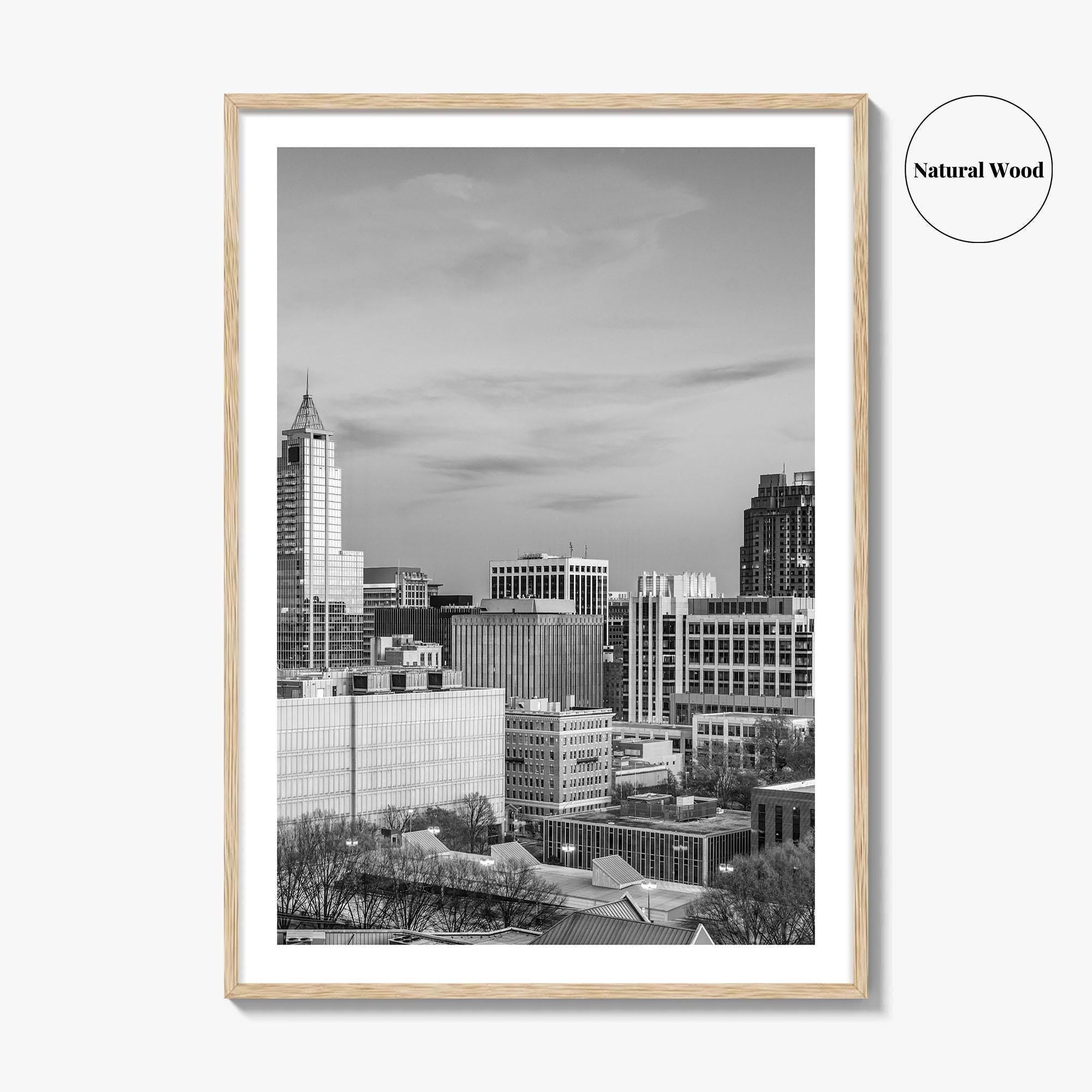 Raleigh Skyline Black and White Fine Art Photo Print, North Carolina Downtown, USA Poster