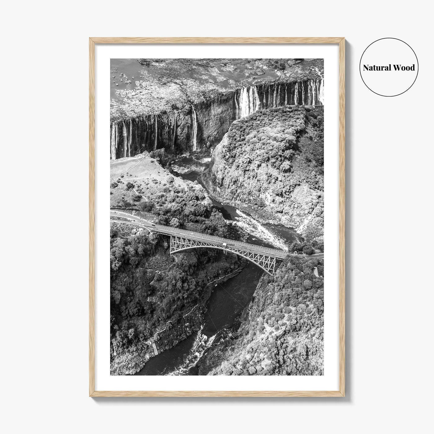 Zambia Black and White Fine Art Photo Print, Victoria Falls Bridge, Zambezi River Poster