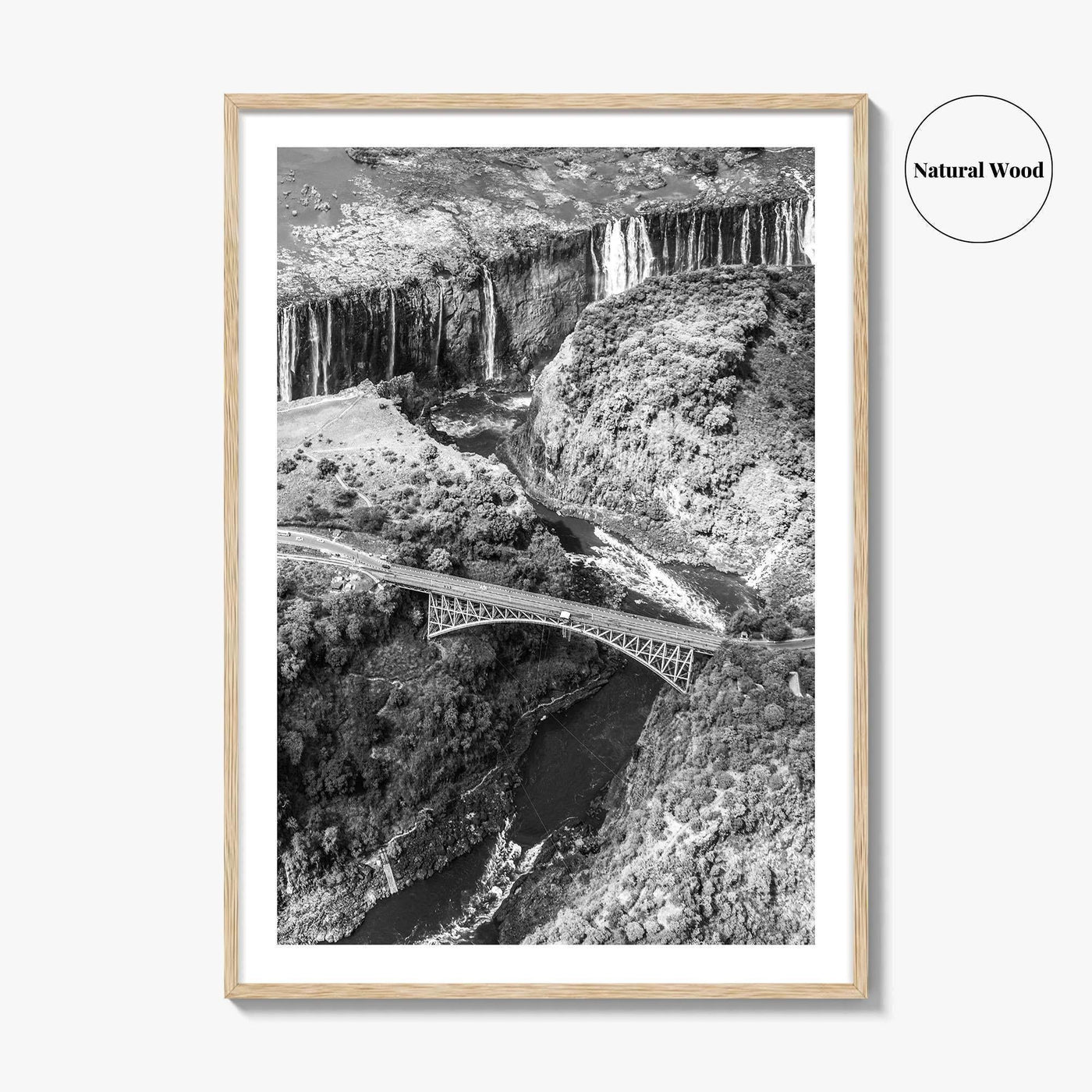 Zambia Black and White Fine Art Photo Print, Victoria Falls Bridge, Zambezi River Poster