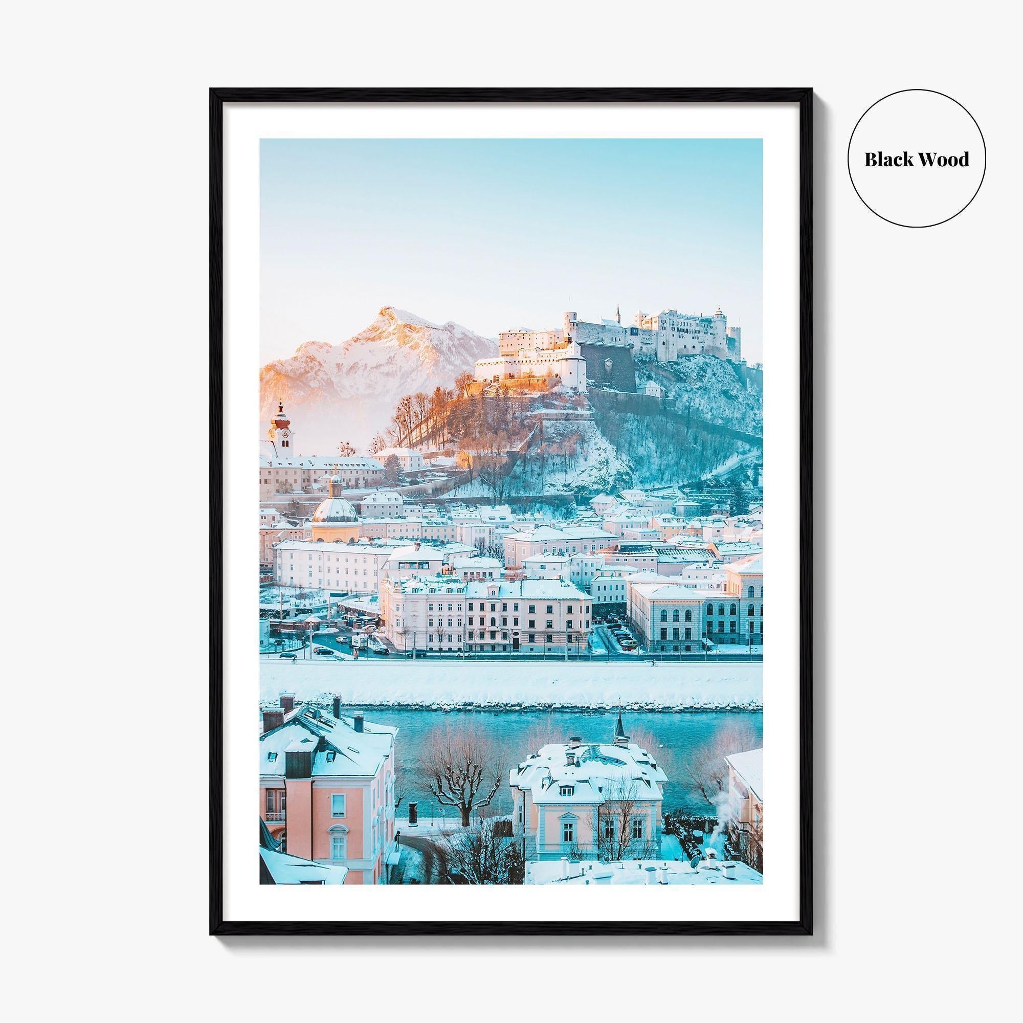 Salzburg Fine Art Photo Print, Hohensalzburg Fortress, Salzach River, Austria, Wall Decor Poster