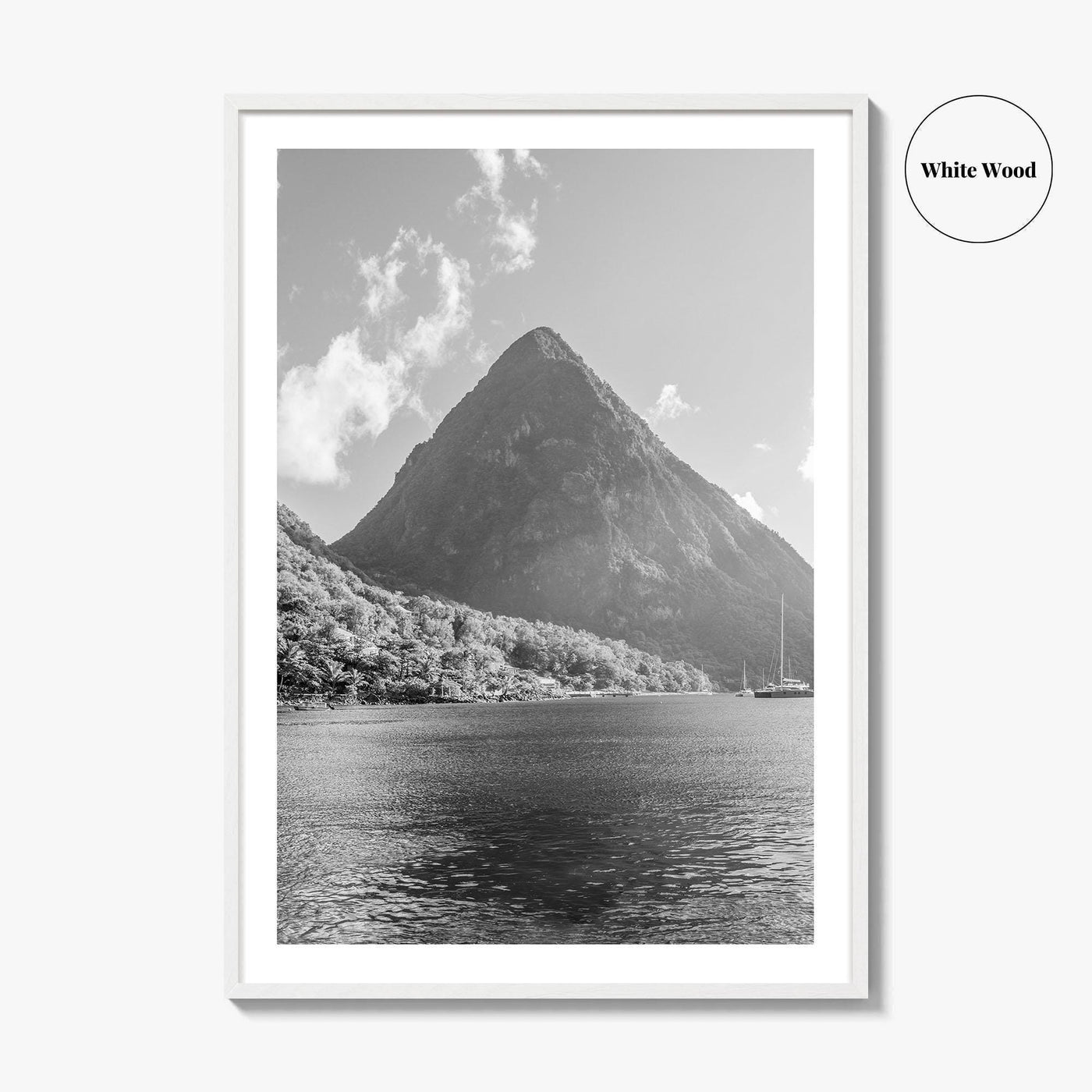 St Lucia Black and White Fine Art Photo Print, Gros Piton Poster