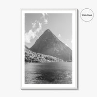 St Lucia Black and White Fine Art Photo Print, Gros Piton Poster