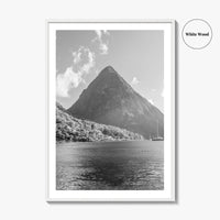 St Lucia Black and White Fine Art Photo Print, Gros Piton Poster