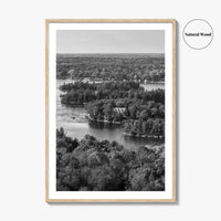Thousand Islands Black and White Fine Art Photo Print, St Lawrence River Ontario Canada