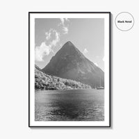 St Lucia Black and White Fine Art Photo Print, Gros Piton Poster