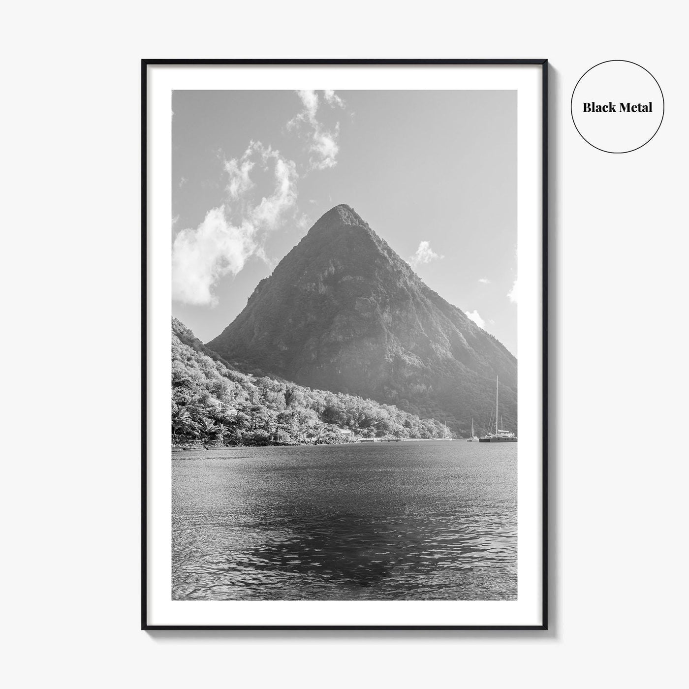 St Lucia Black and White Fine Art Photo Print, Gros Piton Poster