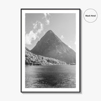St Lucia Black and White Fine Art Photo Print, Gros Piton Poster
