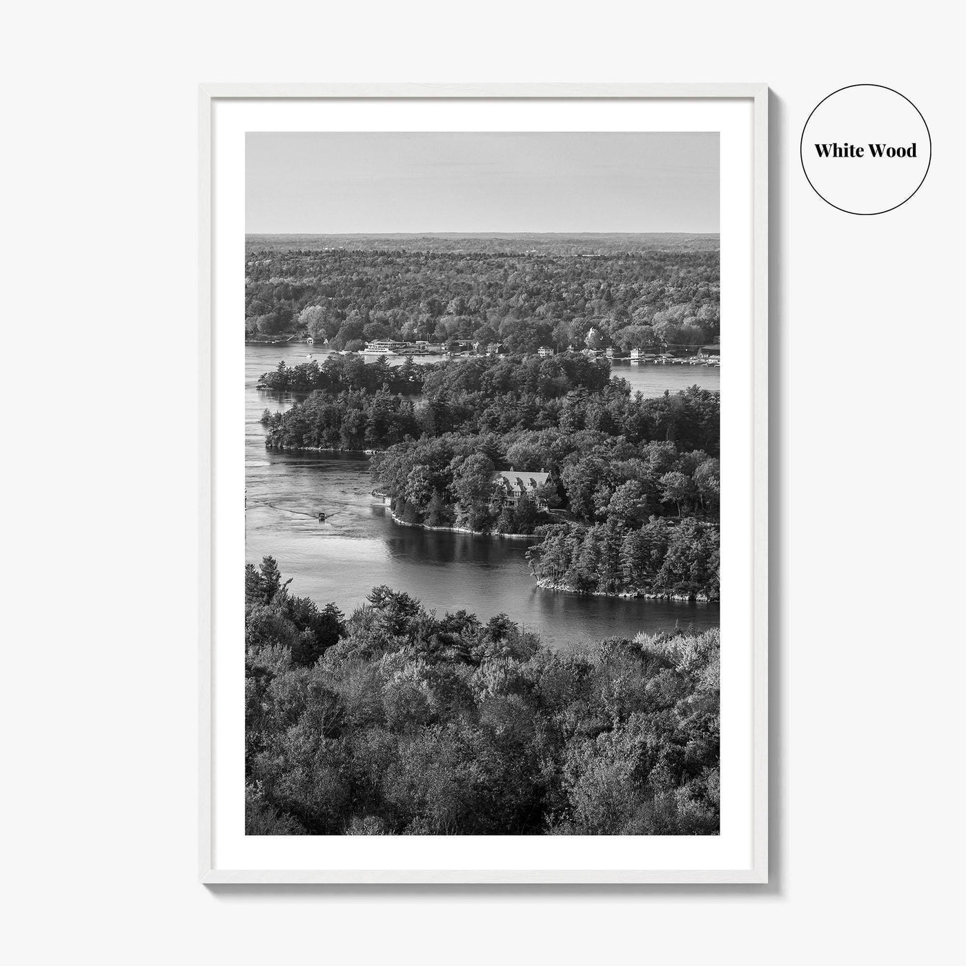 Thousand Islands Black and White Fine Art Photo Print, St Lawrence River Ontario Canada