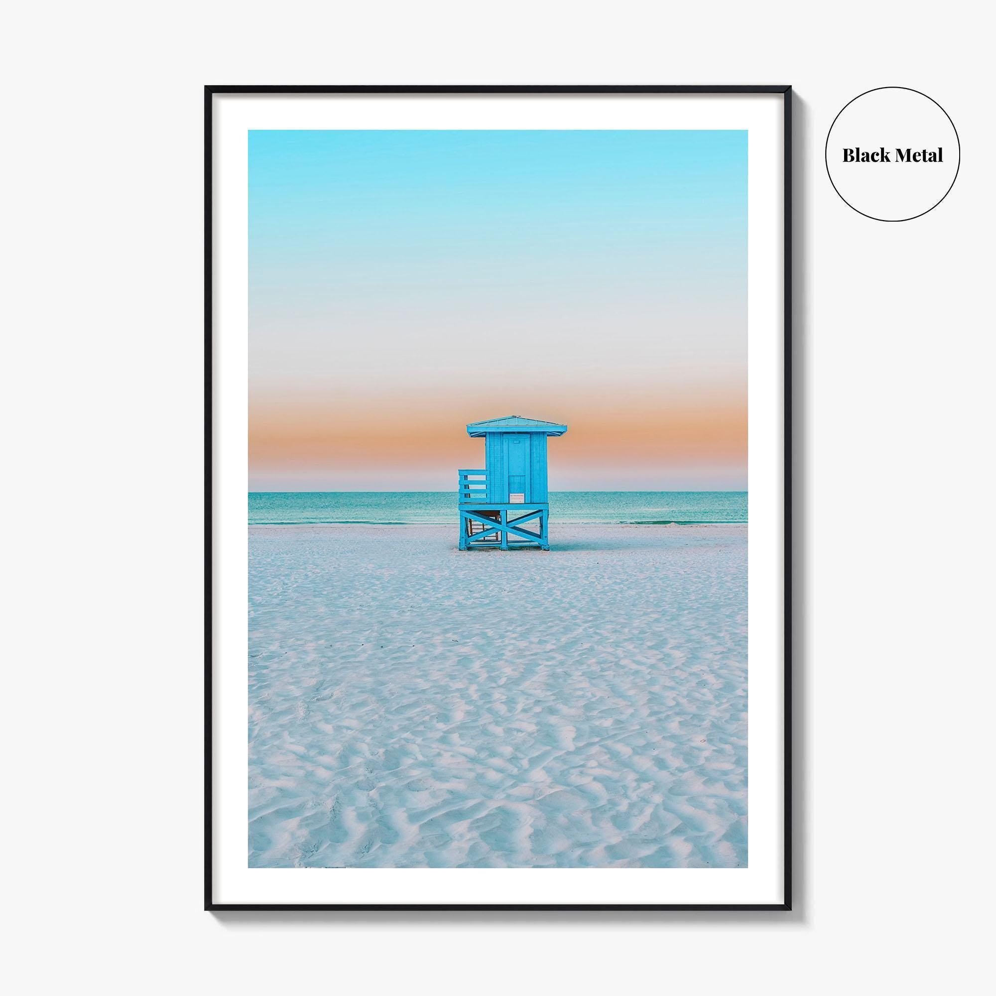 Siesta Key Fine Art Photo Print, Sarasota Florida USA Lifeguard Huts, Wall Decor Poster