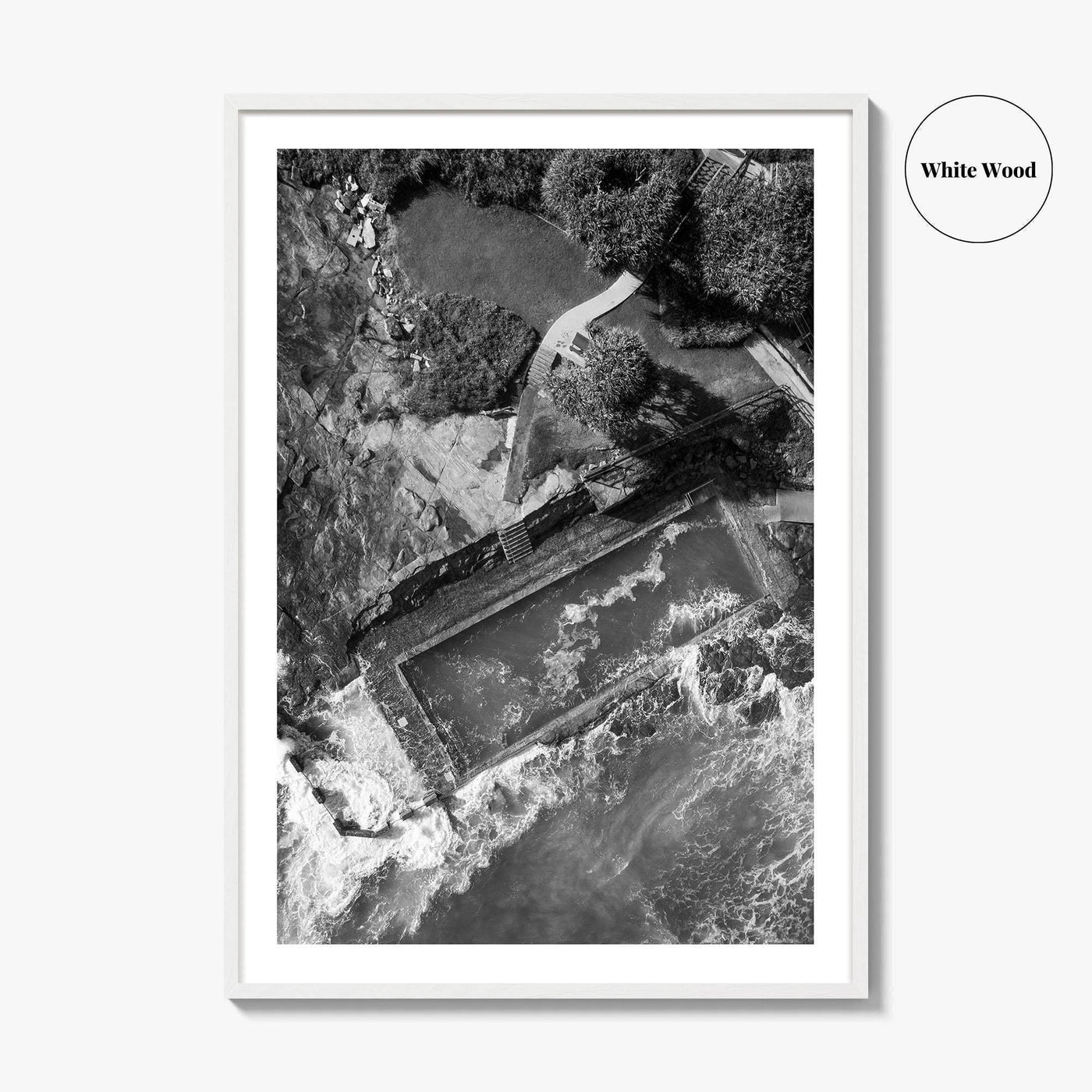 Yamba Black and White Fine Art Photo Print, Ocean Pool NSW Australia, Sydney Poster