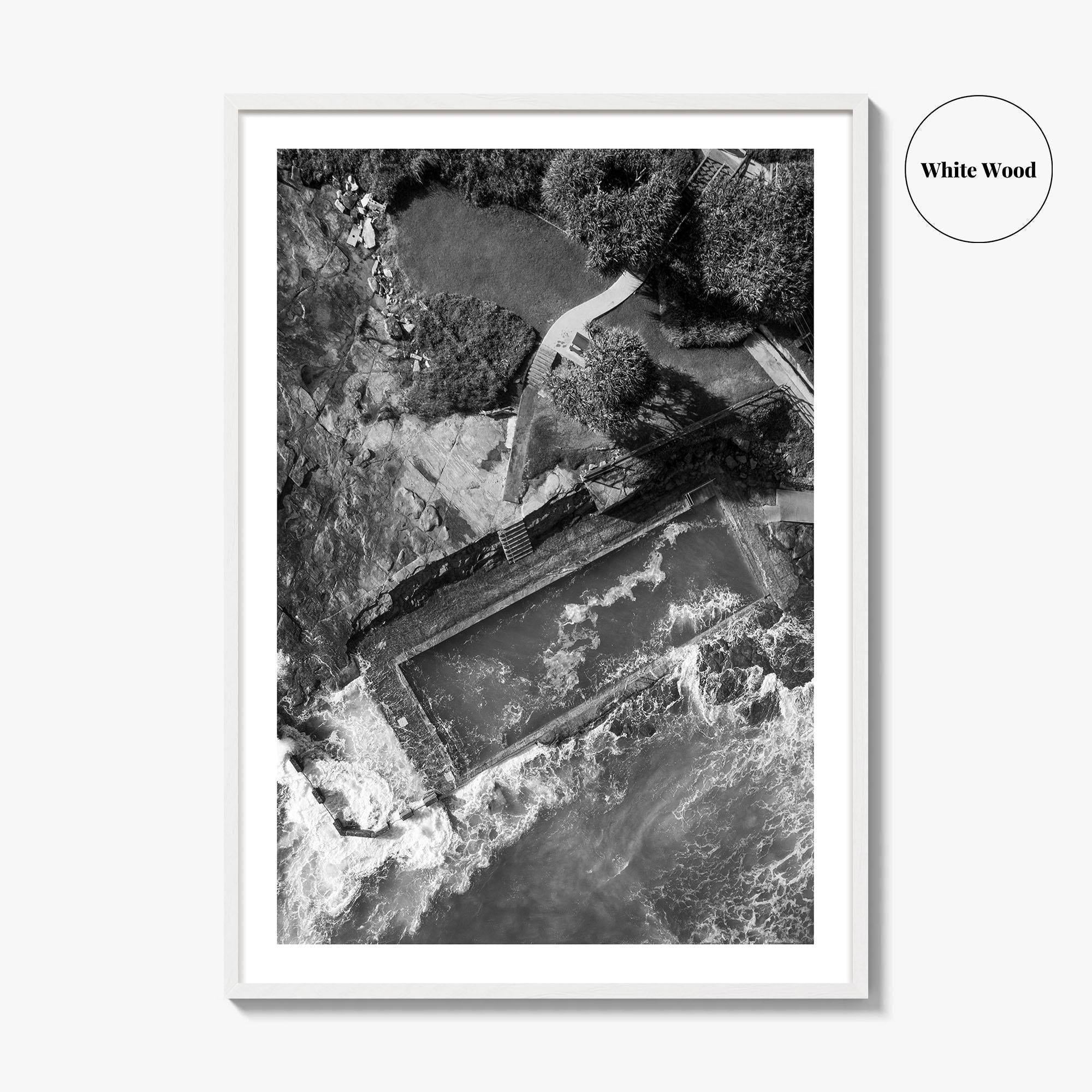 Yamba Black and White Fine Art Photo Print, Ocean Pool NSW Australia, Sydney Poster