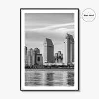 San Diego Skyline Black and White Fine Art Photo Print, Downtown Embarcadero California Poster