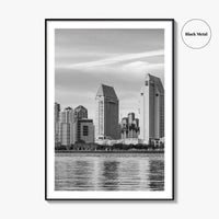 San Diego Skyline Black and White Fine Art Photo Print, Downtown Embarcadero California Poster