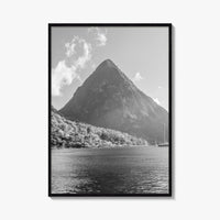 St Lucia Black and White Fine Art Photo Print, Gros Piton Poster