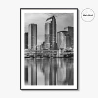 Tampa Skyline Black and White Fine Art Photo Print, Florida Downtown, USA Wall Poster