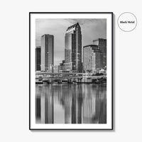 Tampa Skyline Black and White Fine Art Photo Print, Florida Downtown, USA Wall Poster