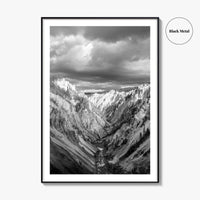Yellowstone Black and White Fine Art Photo Print, Lower Falls Wyoming Poster