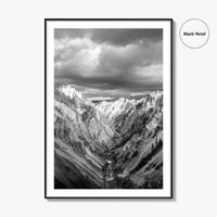 Yellowstone Black and White Fine Art Photo Print, Lower Falls Wyoming Poster