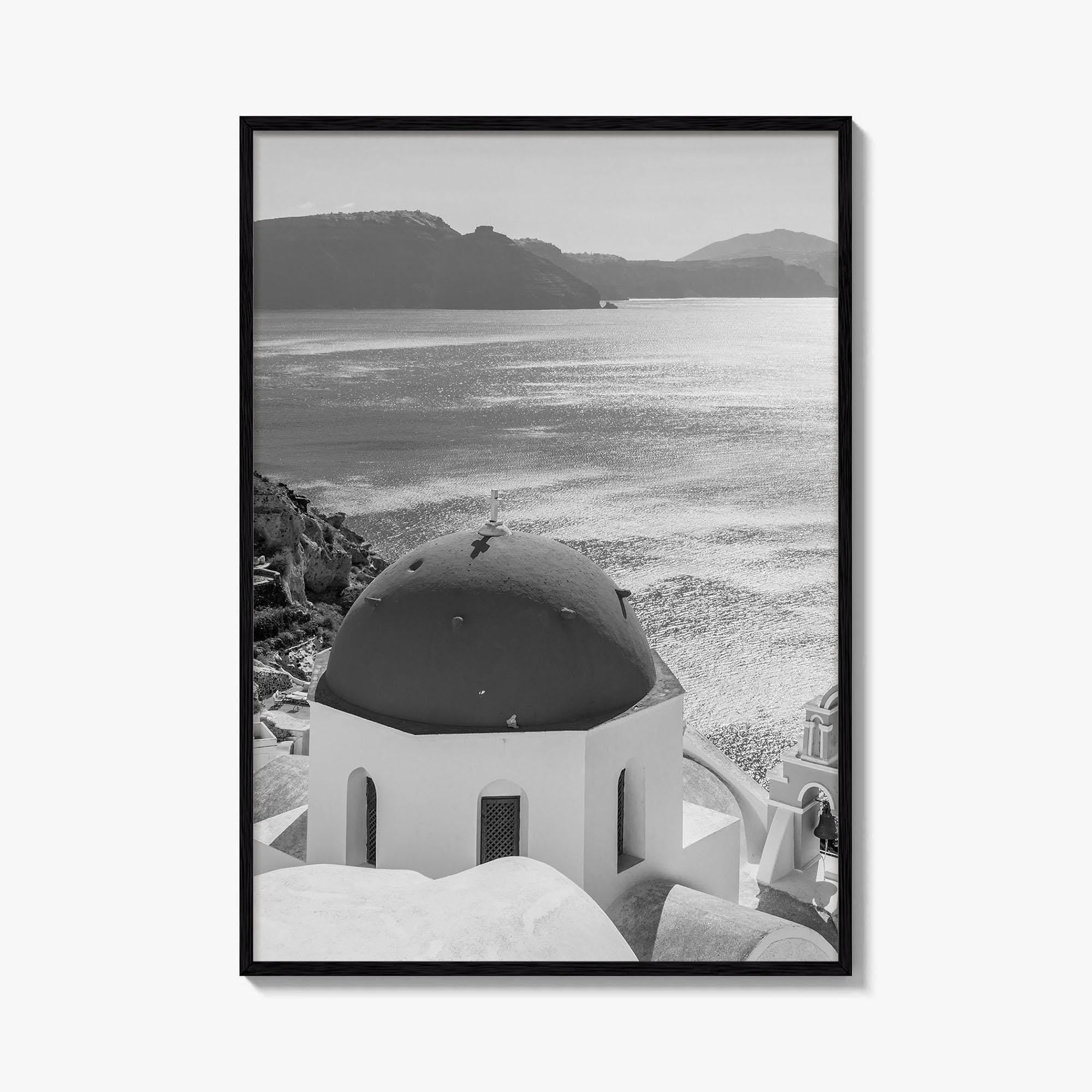 Santorini Greece Black and White Fine Art Photo Print, Cyclades Greek Islands Wall Poster