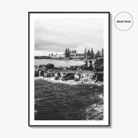 Yamba Black and White Fine Art Photo Print, Clarence Head Turners Beach NSW Poster