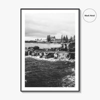 Yamba Black and White Fine Art Photo Print, Clarence Head Turners Beach NSW Poster