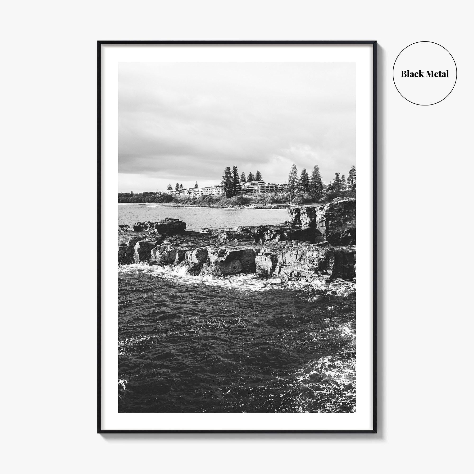 Yamba Black and White Fine Art Photo Print, Clarence Head Turners Beach NSW Poster