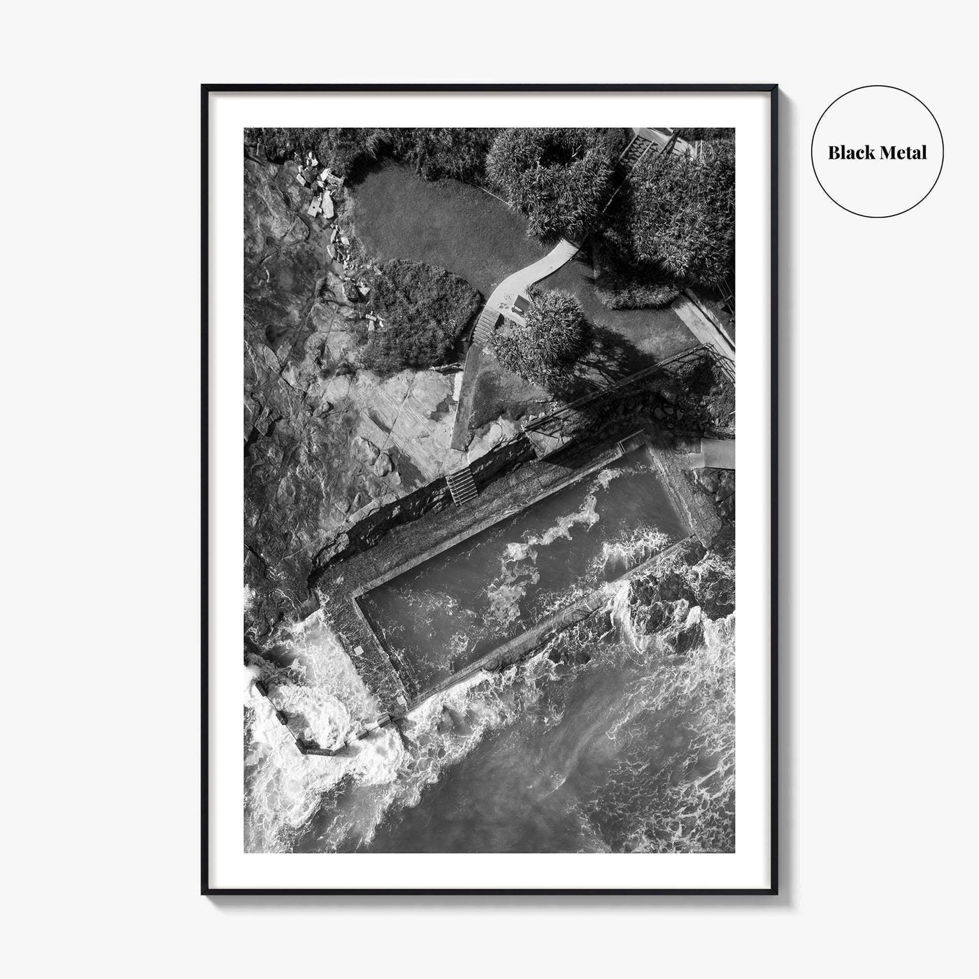 Yamba Black and White Fine Art Photo Print, Ocean Pool NSW Australia, Sydney Poster