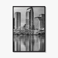 Tampa Skyline Black and White Fine Art Photo Print, Florida Downtown, USA Wall Poster