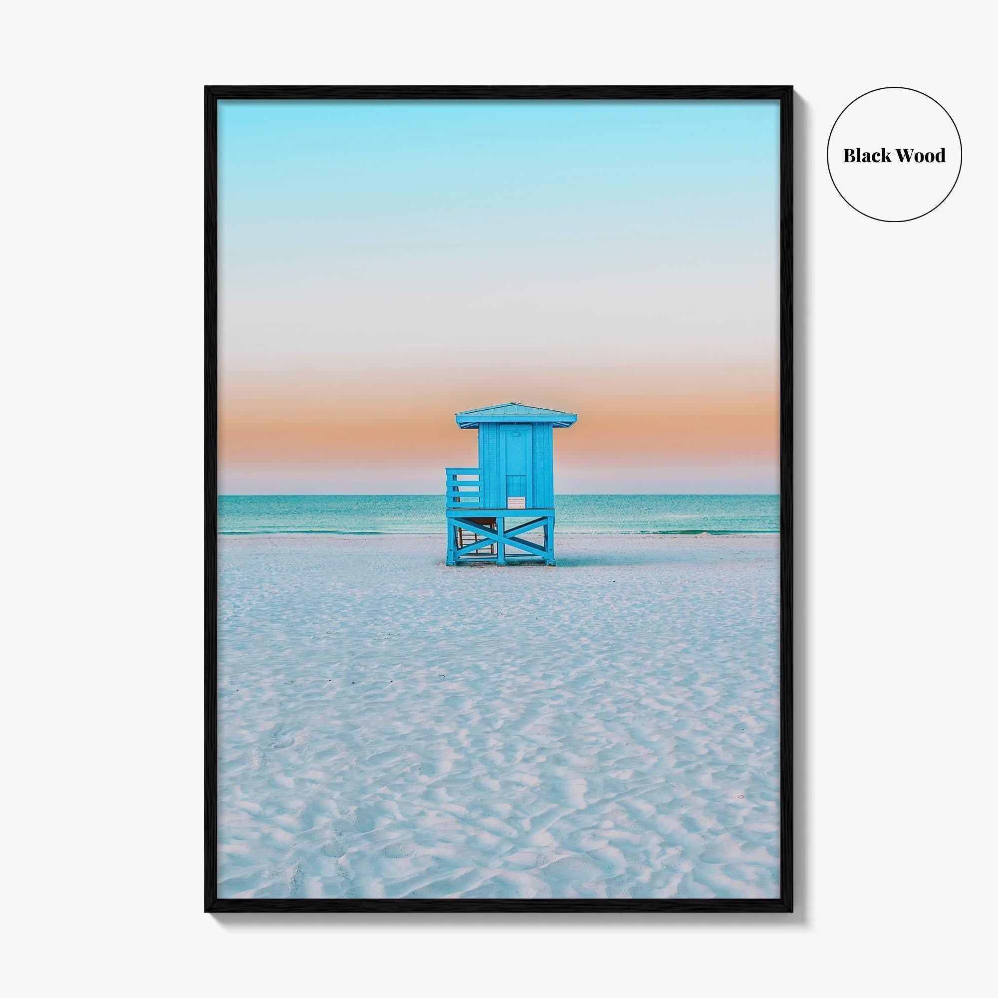 Siesta Key Fine Art Photo Print, Sarasota Florida USA Lifeguard Huts, Wall Decor Poster