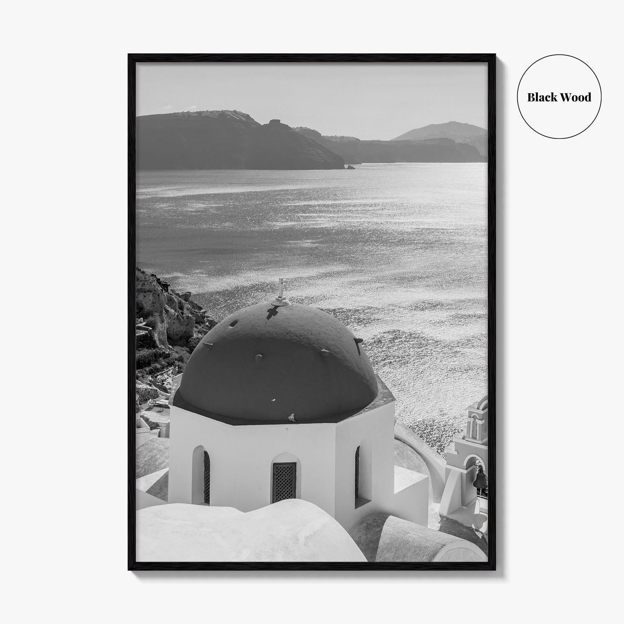 Santorini Greece Black and White Fine Art Photo Print, Cyclades Greek Islands Wall Poster