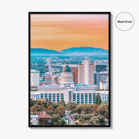 Salt Lake City Skyline Fine Art Photo Print, Wall Decor Poster, Utah USA