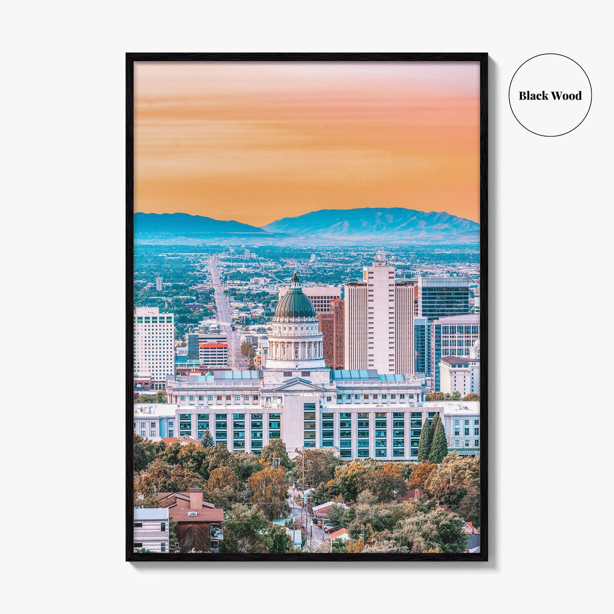 Salt Lake City Skyline Fine Art Photo Print, Wall Decor Poster, Utah USA