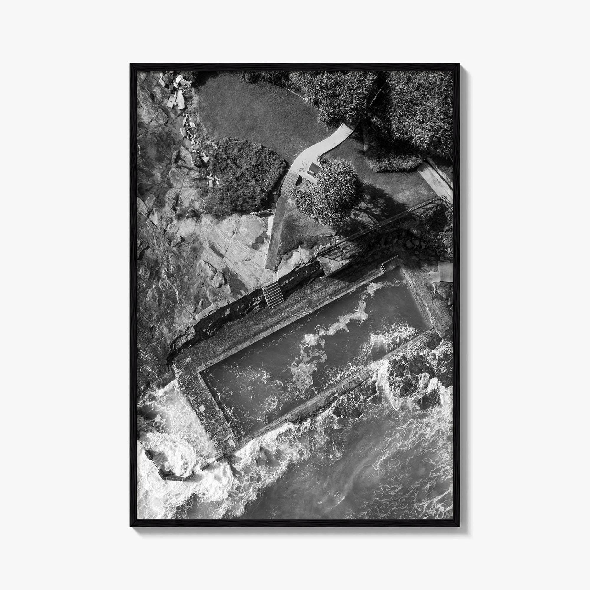 Yamba Black and White Fine Art Photo Print, Ocean Pool NSW Australia, Sydney Poster