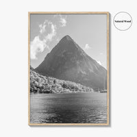 St Lucia Black and White Fine Art Photo Print, Gros Piton Poster