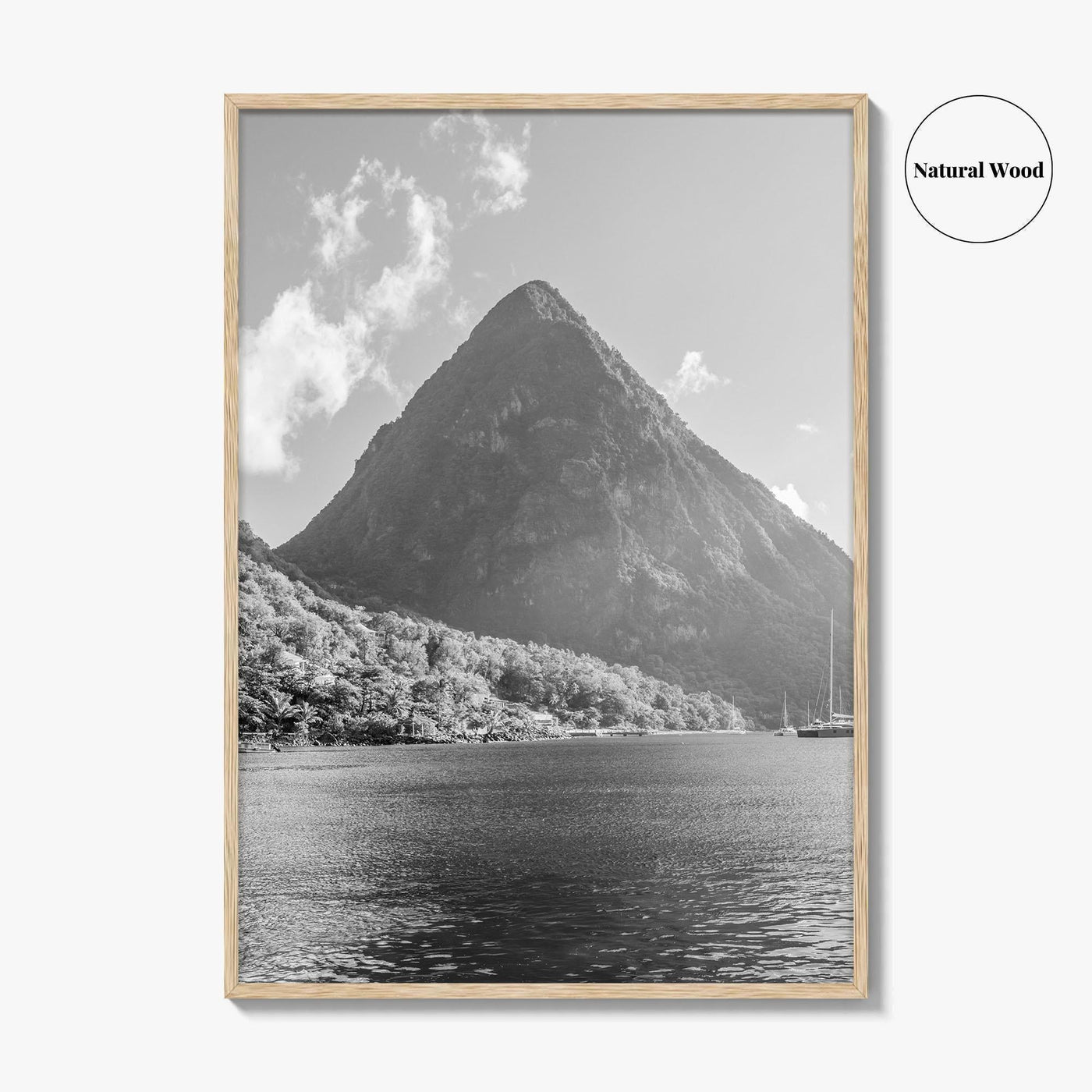 St Lucia Black and White Fine Art Photo Print, Gros Piton Poster