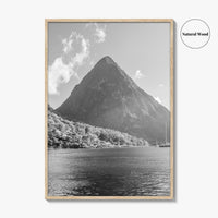 St Lucia Black and White Fine Art Photo Print, Gros Piton Poster