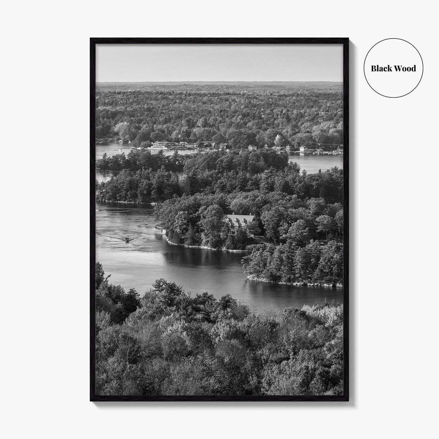 Thousand Islands Black and White Fine Art Photo Print, St Lawrence River Ontario Canada