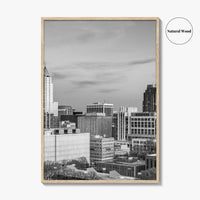 Raleigh Skyline Black and White Fine Art Photo Print, North Carolina Downtown, USA Poster