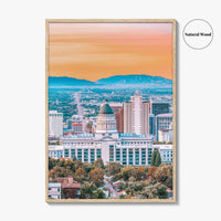Salt Lake City Skyline Fine Art Photo Print, Wall Decor Poster, Utah USA