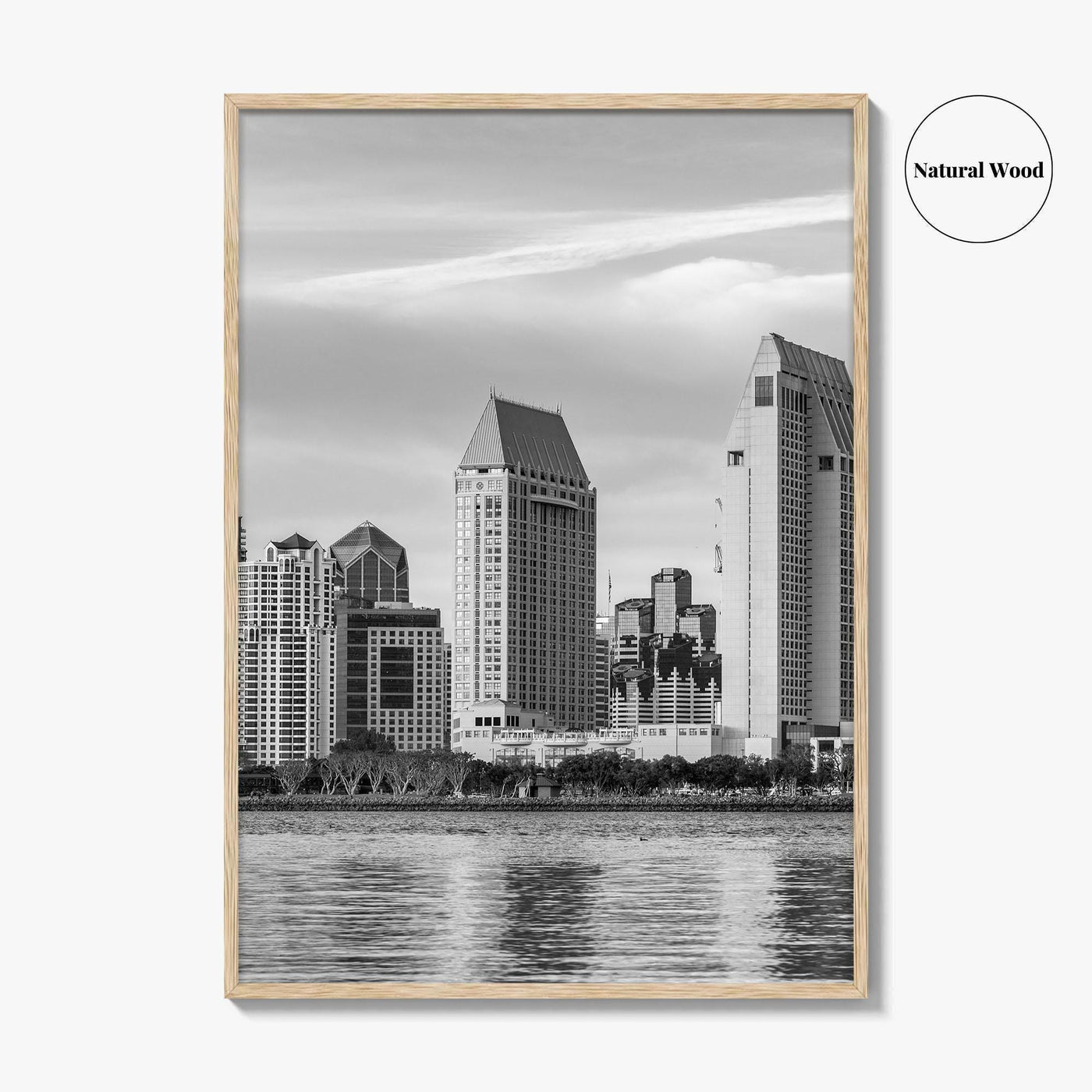 San Diego Skyline Black and White Fine Art Photo Print, Downtown Embarcadero California Poster