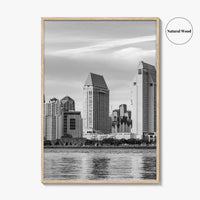 San Diego Skyline Black and White Fine Art Photo Print, Downtown Embarcadero California Poster
