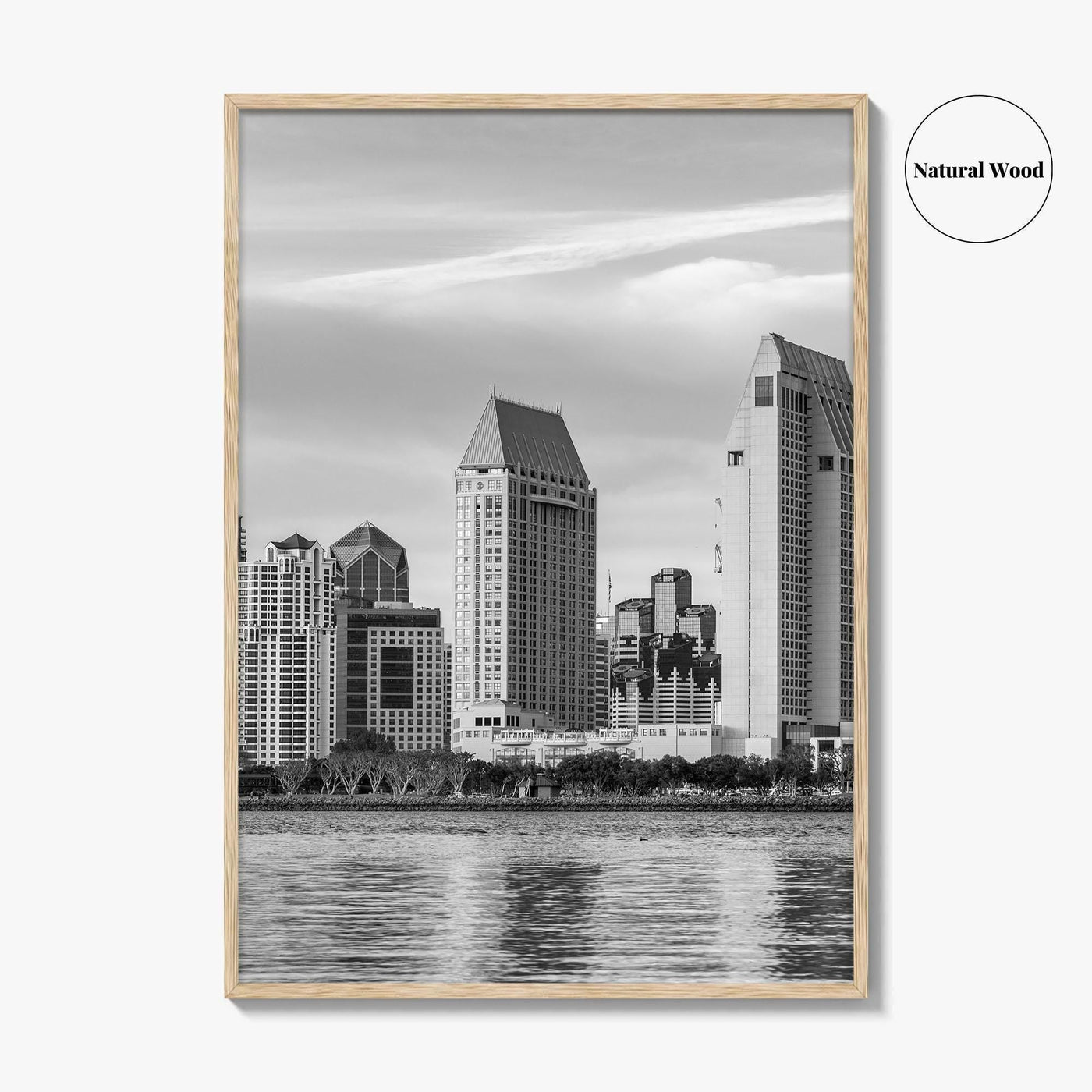 San Diego Skyline Black and White Fine Art Photo Print, Downtown Embarcadero California Poster