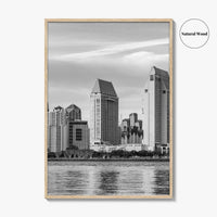 San Diego Skyline Black and White Fine Art Photo Print, Downtown Embarcadero California Poster